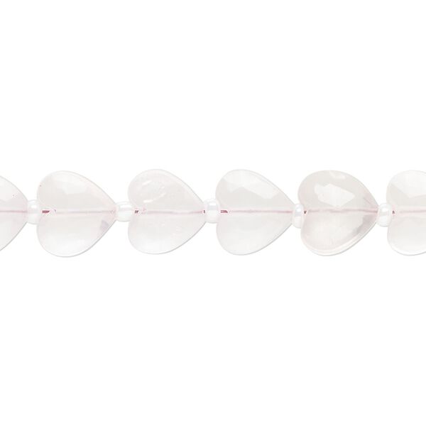 Rose quartz 1pkg21, hand-cut faceted puffed heart bead natural 9x8mm image number 0