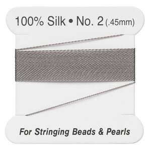 Thread, silk, grey, size #2. Sold per 2-meter card.