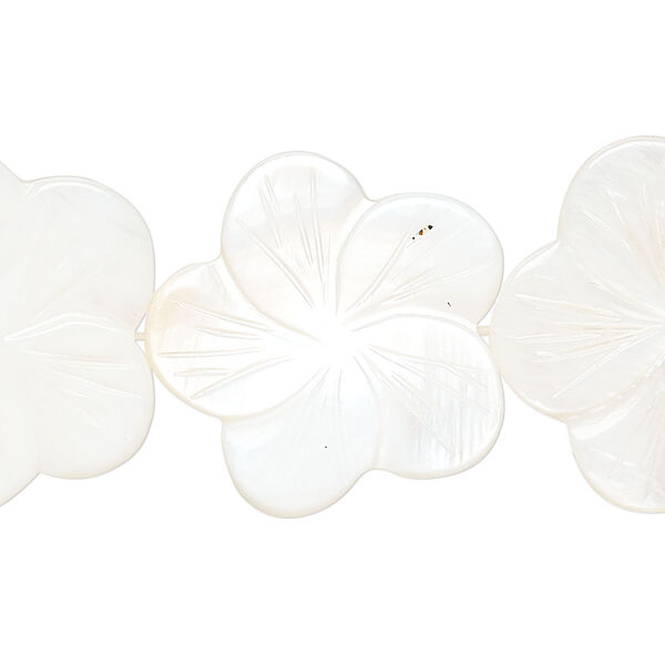 Mother-of-pearl shell 1pkg1, carved flower bead 15 inch white 23x22mm-25x24mm image number 0