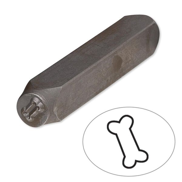 Stamp punch, tempered chrome vanadium steel, 5.5x3mm dog bone, 2-3/4 x 3/8 inches. Sold individually. image number 0