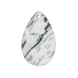 Tree agate 1pkg1, hand-cut teardrop focal natural 31x20mm