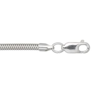 Chain 1pkg1 sterling silver snake, 3.2mm / lobster claw clasp, 18 inch