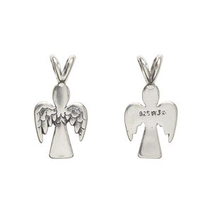 Sterling silver 1pkg1 antiqued angel pendant 21x11mm