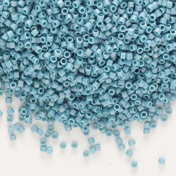 Seed bead, Delica®, glass, pkg/50g, #11 round, opaque matte rainbow nile blue (DB-2315). image number 0