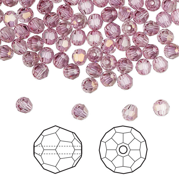 Bead 144pk dark rose, Crystal Passions® 4mm round 5000 image number 0