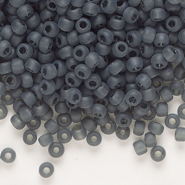 Seed bead, Dyna-Mites™, glass, transparent matte grey, #6 round. Sold per 40-gram pkg. image number 0