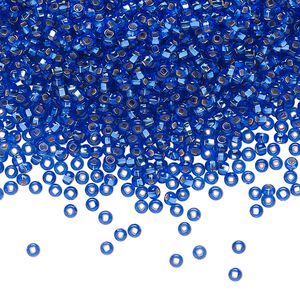 Seed bead, Preciosa Ornela Czech glass, pkg/500g, #11 rocaille, transparent silver-lined light blue, (37050).