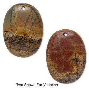 Red creek jasper 1pkg1, top-drilled flat back oval focal 47x35mm