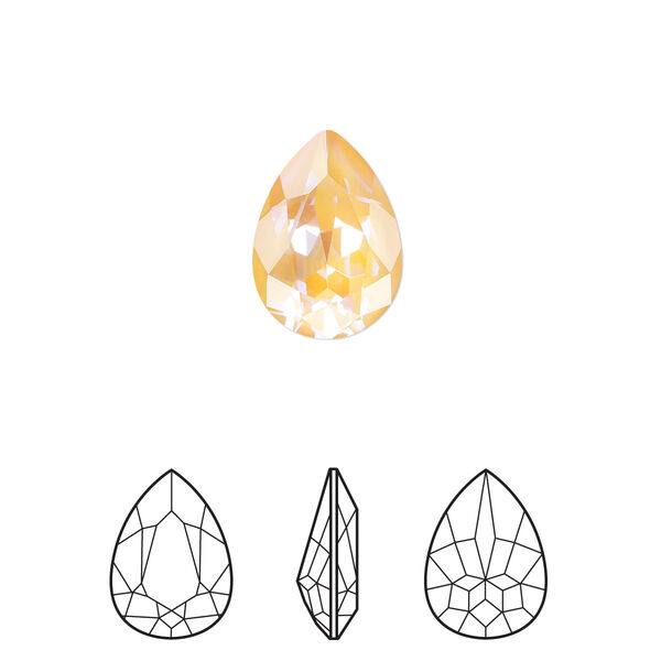 Fancy stone 1pk crystal peach DeLite, Crystal Passions® 14x10mm pear 4320 image number 0