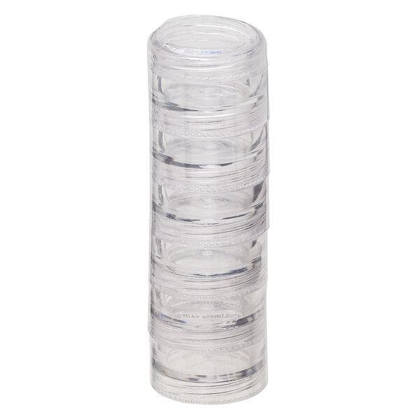 Organizer jar, Space Saver, plastic, clear, 1-3/16 x 5/8 inch round. Sold per 6-piece set. image number 1
