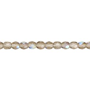 Bead, Czech fire-polished glass, smoke AB, 4mm faceted round. Sold per pkg of 1,200 (1 mass).