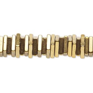 Hemalyke™ 1pkg1, electroplated antique gold square rondelle bead 8 inch 4x1mm
