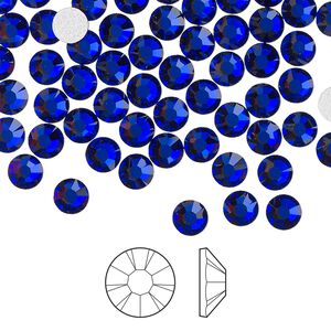 Flat back 1440pk cobalt blue foil back, Preciosa MAXIMA Czech crystal hotfix rhinestone 4.6-4.8mm chaton rose round SS20