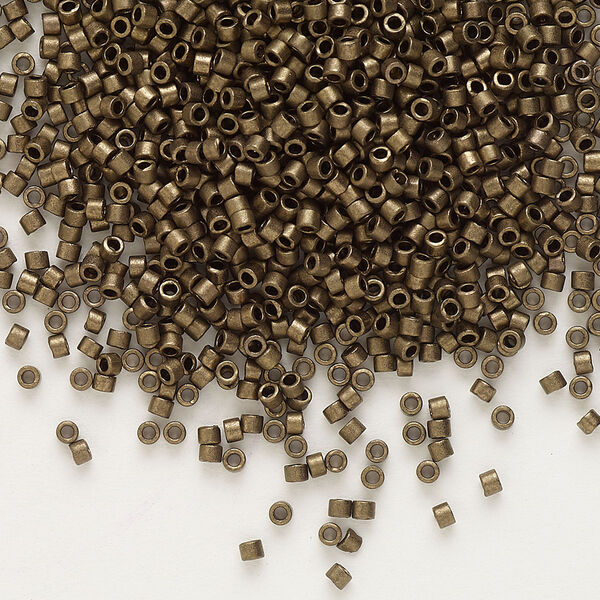 Seed bead, Delica®, glass, pkg/250g, #11 round, opaque matte metallic dark bronze (DB-0322). image number 0