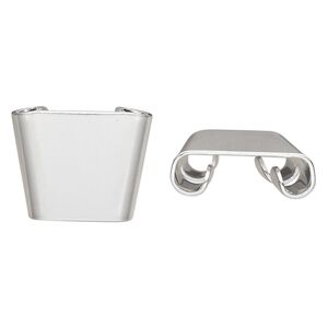 Bolo slide, silver-plated steel, 19x14.5mm, fits 3-4mm cord. Sold per pkg of 10.