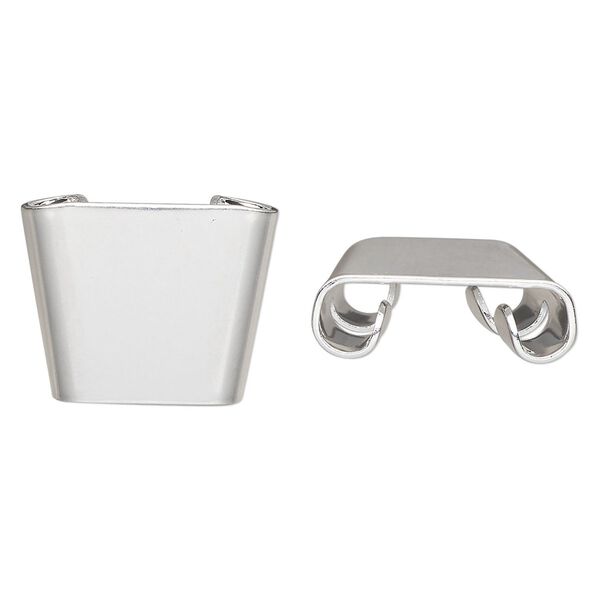 Bolo slide, silver-plated steel, 19x14.5mm, fits 3-4mm cord. Sold per pkg of 10. image number 0