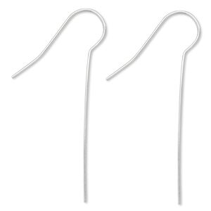 Ear wire fishhook 1pkg100 silver-plated, 45mm / 35mm shank, 22 gauge brass 50 pair