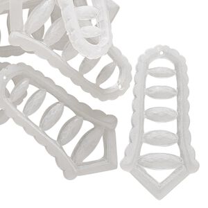 Focal, vintage German acrylic, frosted clear, 36x18mm fancy point. Sold per pkg of 12.