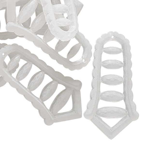 Focal, vintage German acrylic, frosted clear, 36x18mm fancy point. Sold per pkg of 12. image number 0