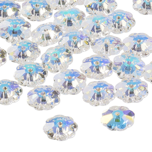 Bead 12pk crystal AB, Preciosa Czech crystal 10x3.5mm loch flower image number 0