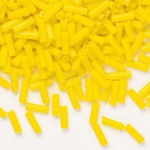 Bead, Preciosa Ornela Czech glass, bugle bead, pkg/50g, #3, opaque yellow, (83130).