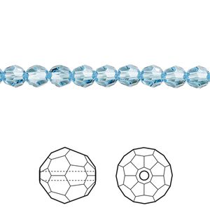 Bead 12pk aquamarine, Crystal Passions® 5mm round 5000