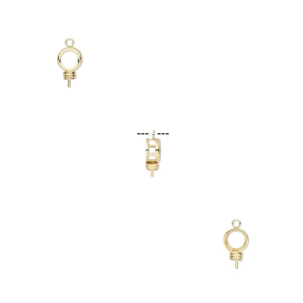 Drop, Bezelite, 14Kt gold-filled, 7mm round with open back and 2.5mm peg with 6mm 4-prong round setting. Sold individually. image number 0