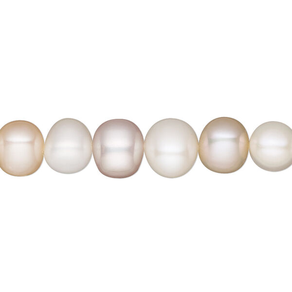 Pearl, White Lotus™, cultured freshwater, mauve and peach, 8-8.5mm semi-round, B grade, Mohs hardness 2-1/2 to 4. Sold per 15-1/2" to 16" strand. image number 0