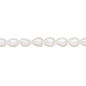Freshwater pearl 1pkg1, teardrop, 15 inch white 6x4mm-7x5mm cultured