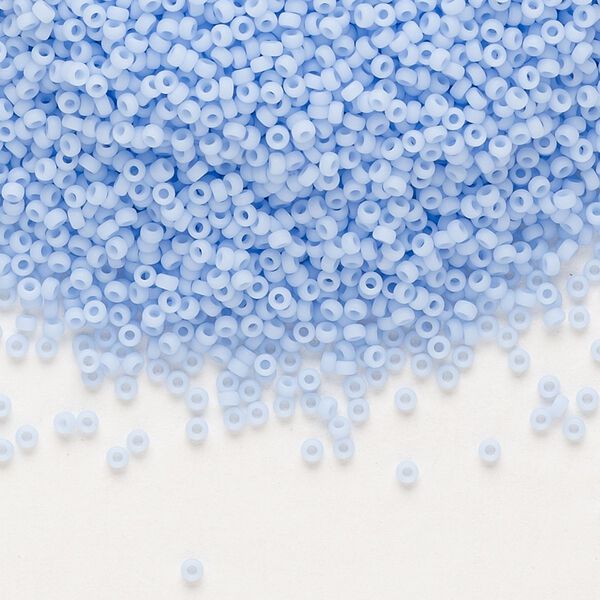 Seed bead, Miyuki, glass, pkg/250g, #15 rocaille, opaque matte agate blue, (RR-494F). image number 0