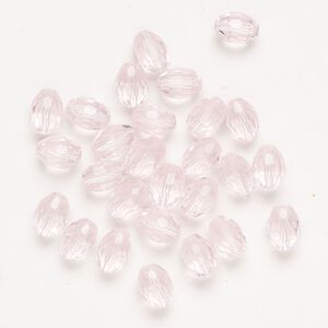 Glass 1pkg27, faceted oval bead pink 10x7mm-11x8mm