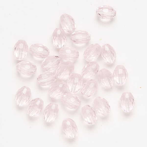 Glass 1pkg27, faceted oval bead pink 10x7mm-11x8mm image number 0