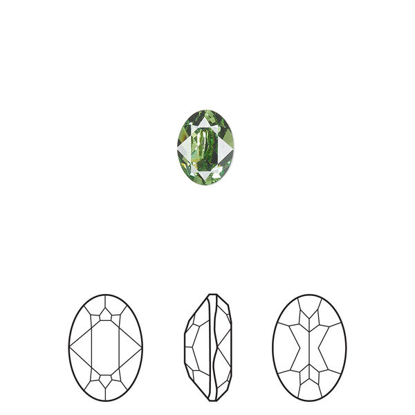 Fancy stone 4pk peridot foil back, Crystal Passions® Regenerated 8x6mm oval 4120 image number 0