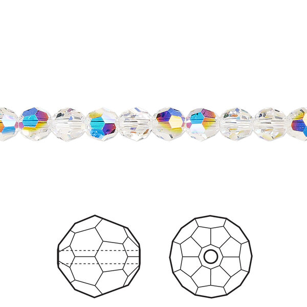 Bead 12pk crystal AB, Crystal Passions® 5mm round 5000 image number 0