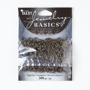 Split ring assortment 1pkg300, antique silver-finished steel, 6mm round and 8mm round.