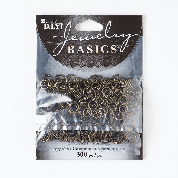 Split ring assortment 1pkg300, antique silver-finished steel, 6mm round and 8mm round. image number 0