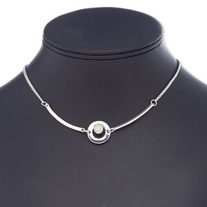 Necklace, resin rhinestone with silver-finished steel and "pewter" (zinc-based alloy), light green, 16 inches with 2-inch extender chain and lobster claw clasp. Sold individually.