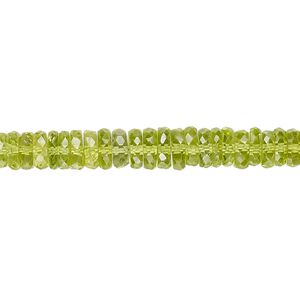 Peridot 1pkg1, hand-cut faceted heishi bead natural 8 inch graduated 5x1mm-6x2mm