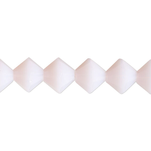 Bead, glass, translucent pastel pink, 10mm bicone with 0.6-0.8mm hole. Sold per 8-inch strand. image number 0