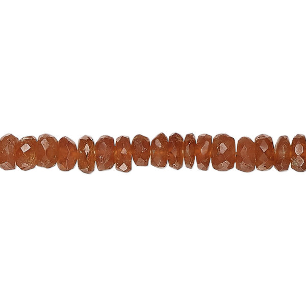 Bead, hessonite garnet (natural), medium to dark, 5x2mm-6x4mm hand-cut faceted rondelle, B- grade, Mohs hardness 7 to 7-1/2. Sold per 14-inch strand, approximately 140 beads. image number 0