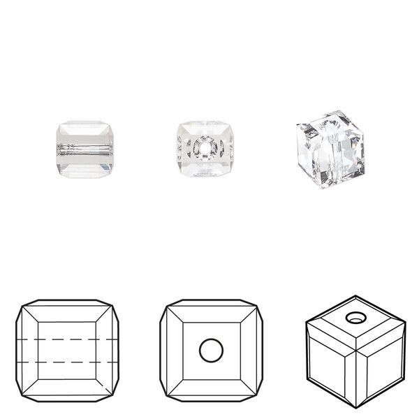Bead 48pk crystal, Crystal Passions® 6mm cube 5601 image number 0