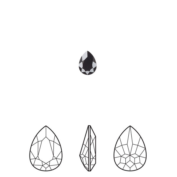 Fancy stone 2pk jet, Crystal Passions® 6x4mm pear 4320 image number 0