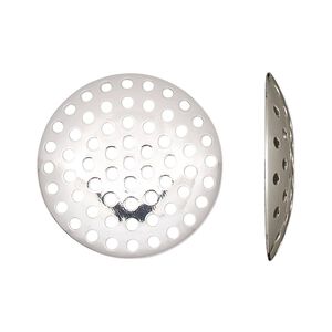 Component, silver-plated brass, 25mm perforated disc. Sold per pkg of 10.