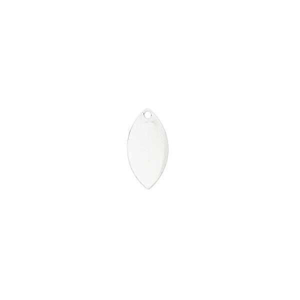 Drop, sterling silver, 12x6mm flat marquise. Sold per pkg of 6. image number 0