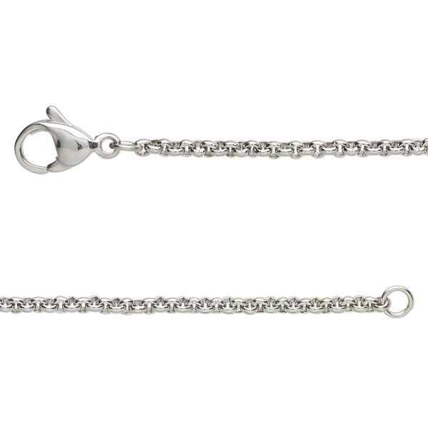 Chain, stainless steel, 2mm rolo, 18 inches with lobster claw clasp. Sold individually. image number 0