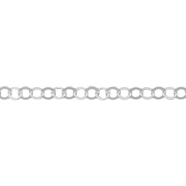 Chain, sterling silver, 3.5mm flat round cable. Sold per 5-foot spool. image number 0