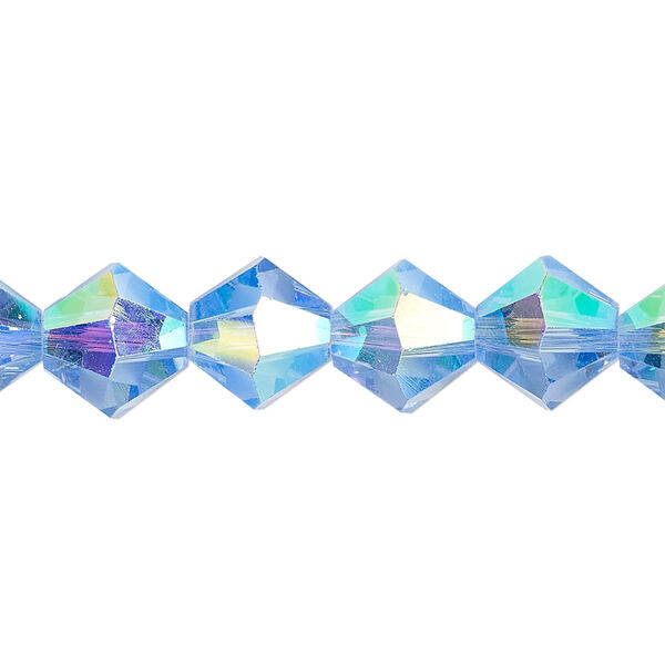 Bead 1pk translucent light blue AB, Celestial Crystal® 10mm bicone 8 inch image number 0