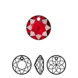 Drop 24pk scarlet, Swarovski® 14mm pendant classic cut 6430