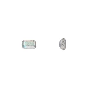 Labradorite 1pkg1, hand-cut faceted emerald-cut gem natural 6x4mm