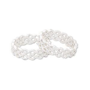 Ring, silver-plated copper, 5.5mm wide with filigree design, size 6. Sold per pkg of 2.